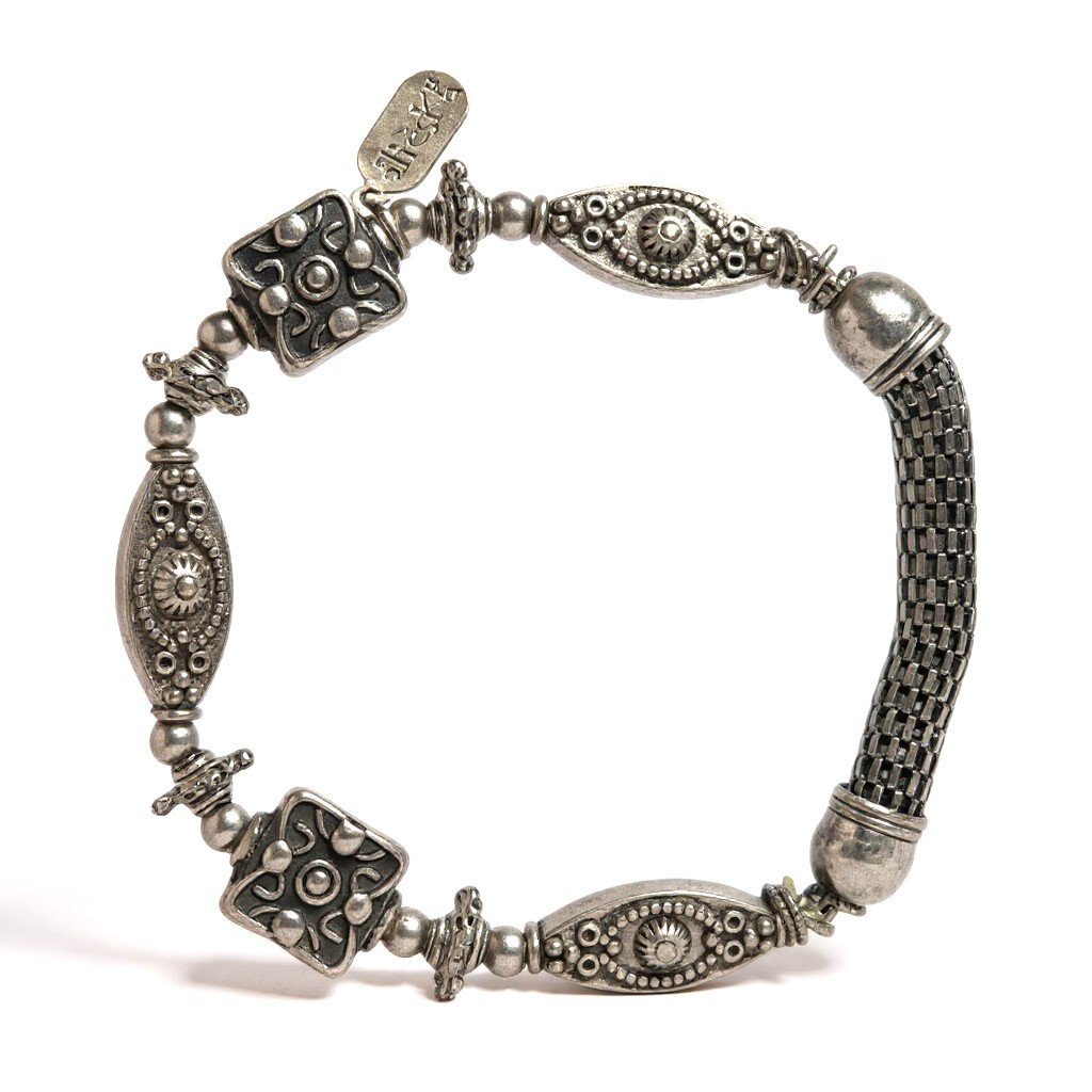 Treska Antiqued Silver Tone Bracelet Signed